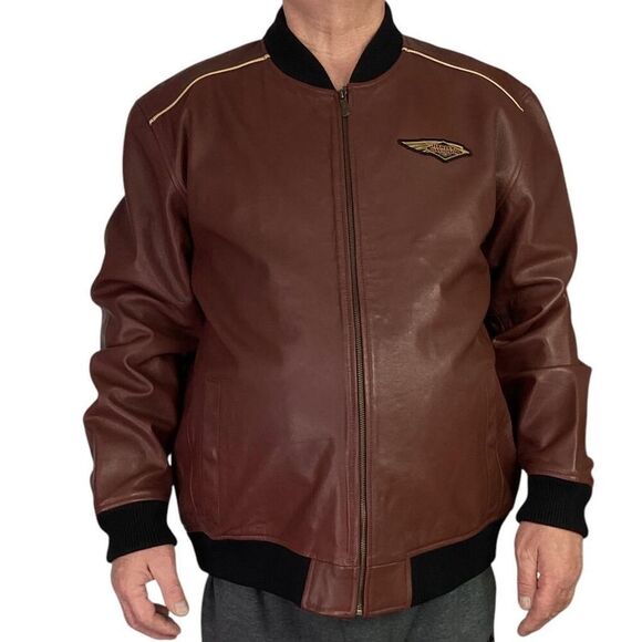 Harley-Davidson Bomber Jacket Mens 2X Dark Red Leather 120th Anniversay Edition - Picture 1 of 9